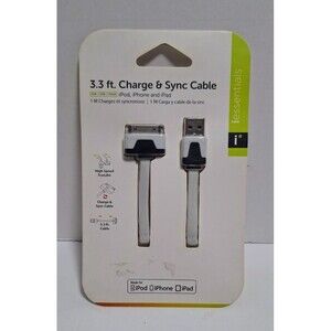 IESSENTIALS 3.3 FT CHARGE & SYNC CABLE FOR IPOD IPHONE & IPAD NEW IN BOX NIB